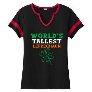 Funny Saint Patrick's Day Worlds Tallest Leprechaun Gift Ladies Halftime Notch Neck Tee