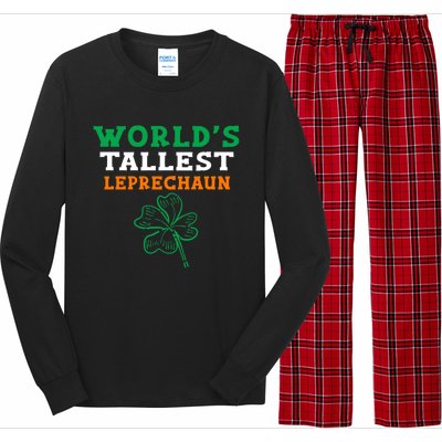 Funny Saint Patrick's Day Worlds Tallest Leprechaun Gift Long Sleeve Pajama Set