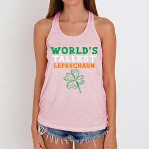 Funny Saint Patrick's Day Worlds Tallest Leprechaun Gift Women's Knotted Racerback Tank