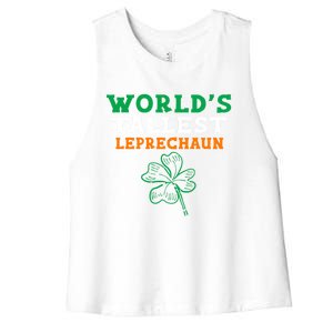 Funny Saint Patrick's Day Worlds Tallest Leprechaun Gift Women's Racerback Cropped Tank