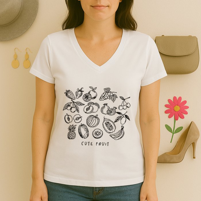 Fruity Subtle Pride Subtle Queer Subtle Bi Women's V-Neck T-Shirt