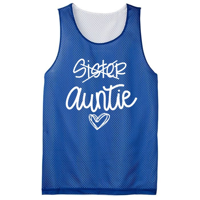 Funny Sister Promoted To Auntie Heart Sister Aunt Gift Mesh Reversible Basketball Jersey Tank