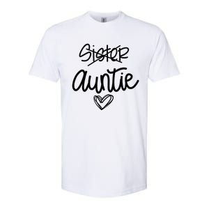 Funny Sister Promoted To Auntie Heart Sister Aunt Gift Softstyle CVC T-Shirt