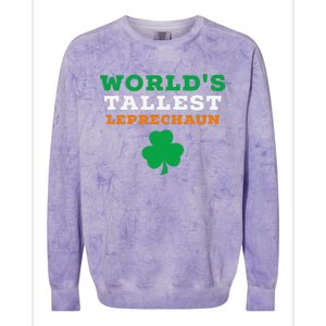 Funny Saint Patrick's Day Worlds Tallest Leprechaun Gift Colorblast Crewneck Sweatshirt