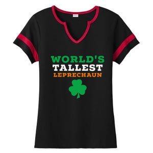 Funny Saint Patrick's Day Worlds Tallest Leprechaun Gift Ladies Halftime Notch Neck Tee