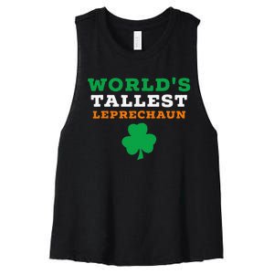 Funny Saint Patrick's Day Worlds Tallest Leprechaun Gift Women's Racerback Cropped Tank