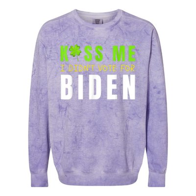 Funny St Patty's Day Kiss Me I Didn't Vote For Biden Colorblast Crewneck Sweatshirt