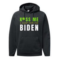 Funny St Patty's Day Kiss Me I Didn't Vote For Biden Performance Fleece Hoodie