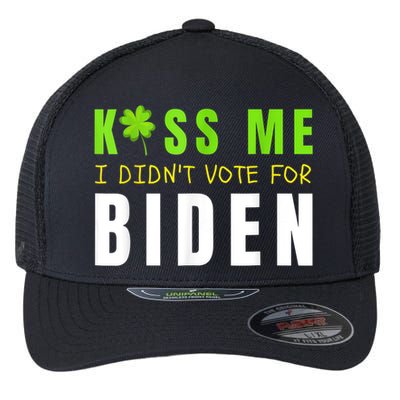 Funny St Patty's Day Kiss Me I Didn't Vote For Biden Flexfit Unipanel Trucker Cap