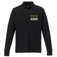 Funny St Patty's Day Kiss Me I Didn't Vote For Biden Performance Long Sleeve Polo