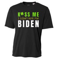 Funny St Patty's Day Kiss Me I Didn't Vote For Biden Cooling Performance Crew T-Shirt