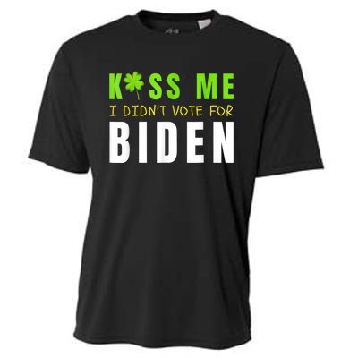 Funny St Patty's Day Kiss Me I Didn't Vote For Biden Cooling Performance Crew T-Shirt