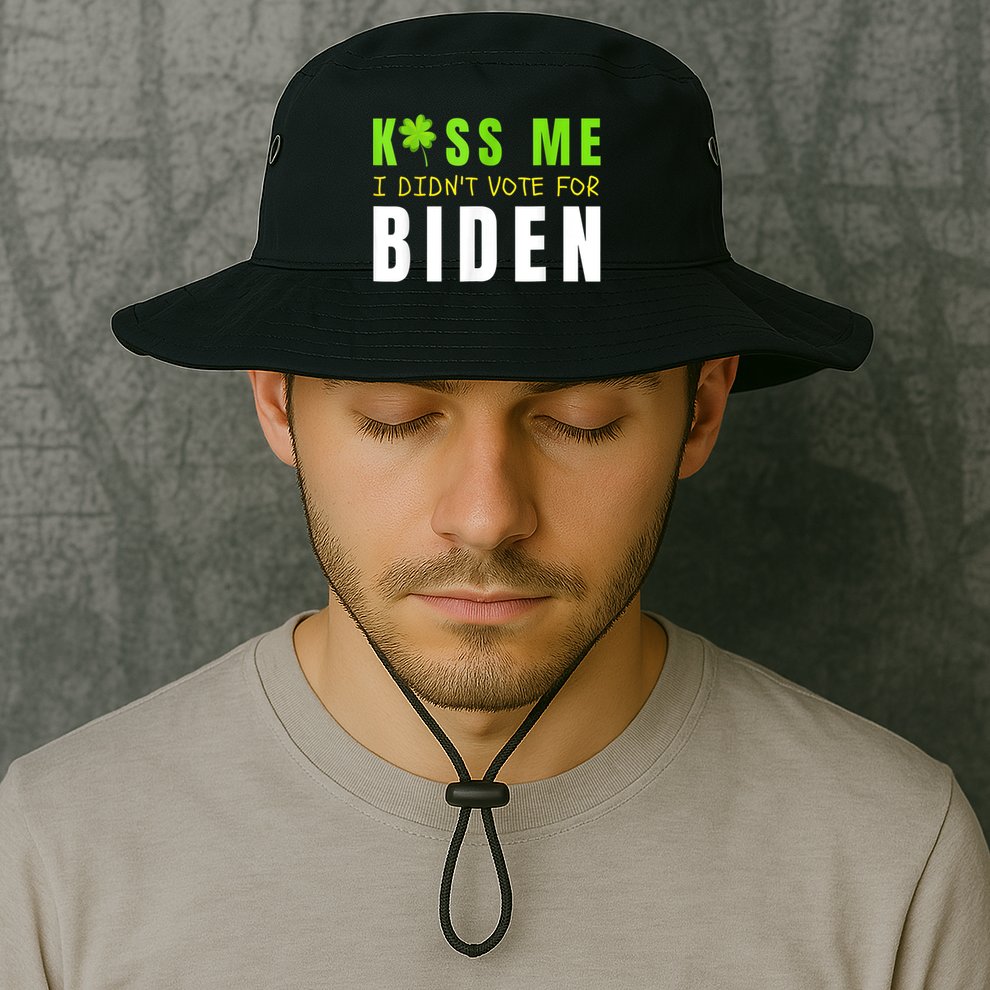 Funny St Patty's Day Kiss Me I Didn't Vote For Biden Bucket Hat