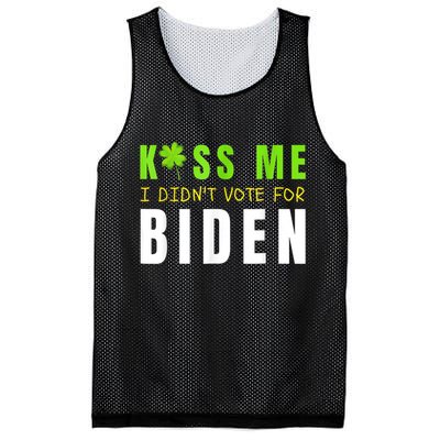 Funny St Patty's Day Kiss Me I Didn't Vote For Biden Mesh Reversible Basketball Jersey Tank