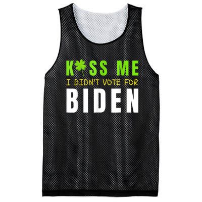 Funny St Patty's Day Kiss Me I Didn't Vote For Biden Mesh Reversible Basketball Jersey Tank