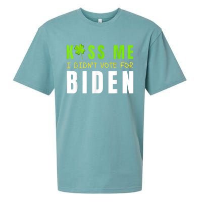 Funny St Patty's Day Kiss Me I Didn't Vote For Biden Sueded Cloud Jersey T-Shirt