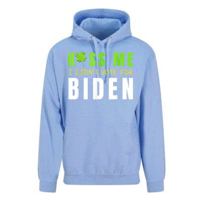 Funny St Patty's Day Kiss Me I Didn't Vote For Biden Unisex Surf Hoodie