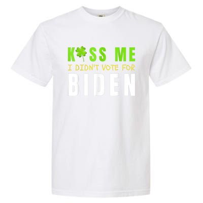 Funny St Patty's Day Kiss Me I Didn't Vote For Biden Garment-Dyed Heavyweight T-Shirt