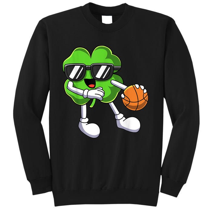 Funny St Patricks Day Shamrock Playing Basketball b.o.y.s Girls Sweatshirt