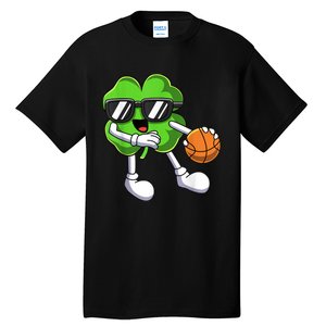 Funny St Patricks Day Shamrock Playing Basketball b.o.y.s Girls Tall T-Shirt