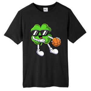 Funny St Patricks Day Shamrock Playing Basketball b.o.y.s Girls Tall Fusion ChromaSoft Performance T-Shirt