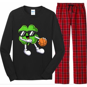 Funny St Patricks Day Shamrock Playing Basketball b.o.y.s Girls Long Sleeve Pajama Set