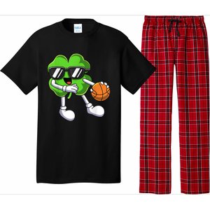 Funny St Patricks Day Shamrock Playing Basketball b.o.y.s Girls Pajama Set