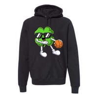 Funny St Patricks Day Shamrock Playing Basketball b.o.y.s Girls Premium Hoodie