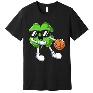 Funny St Patricks Day Shamrock Playing Basketball b.o.y.s Girls Premium T-Shirt