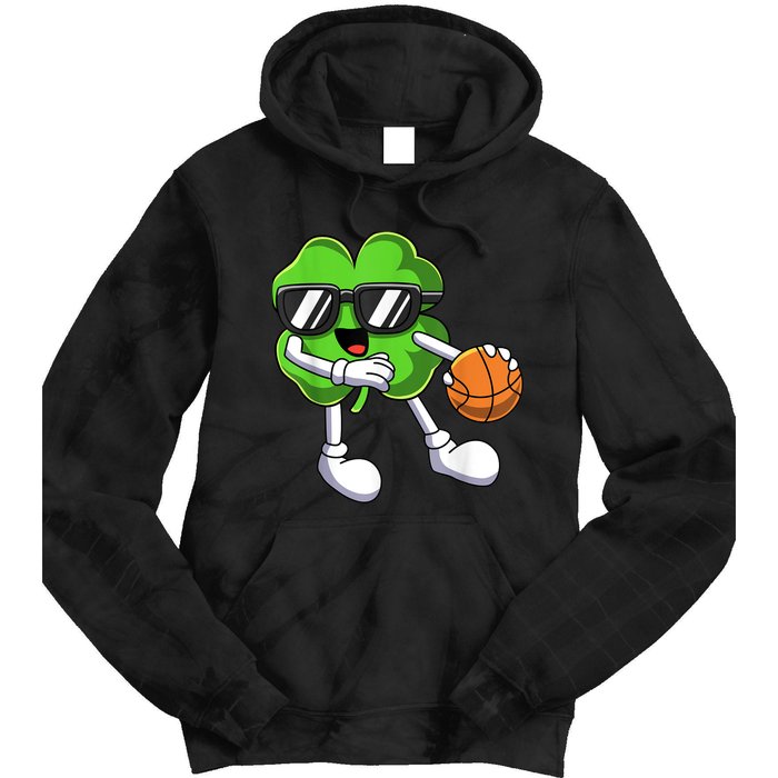 Funny St Patricks Day Shamrock Playing Basketball b.o.y.s Girls Tie Dye Hoodie