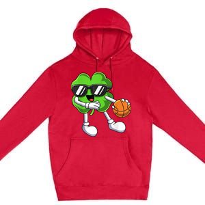 Funny St Patricks Day Shamrock Playing Basketball b.o.y.s Girls Premium Pullover Hoodie