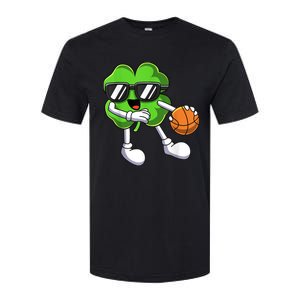 Funny St Patricks Day Shamrock Playing Basketball b.o.y.s Girls Softstyle CVC T-Shirt