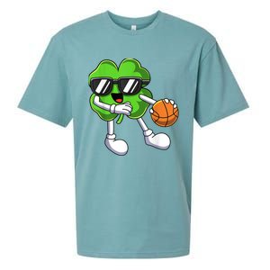 Funny St Patricks Day Shamrock Playing Basketball b.o.y.s Girls Sueded Cloud Jersey T-Shirt