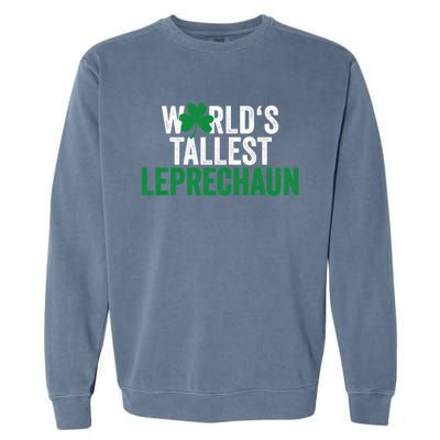 Funny St Patrick's Day Gnome World's Tallest Leprechaun Great Gift Garment-Dyed Sweatshirt