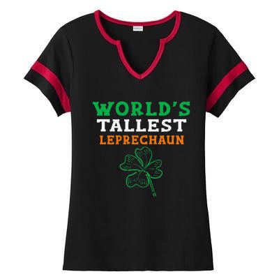 Funny Saint Patrick's Day Worlds Tallest Leprechaun Ladies Halftime Notch Neck Tee