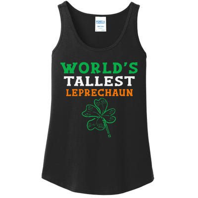 Funny Saint Patrick's Day Worlds Tallest Leprechaun Ladies Essential Tank