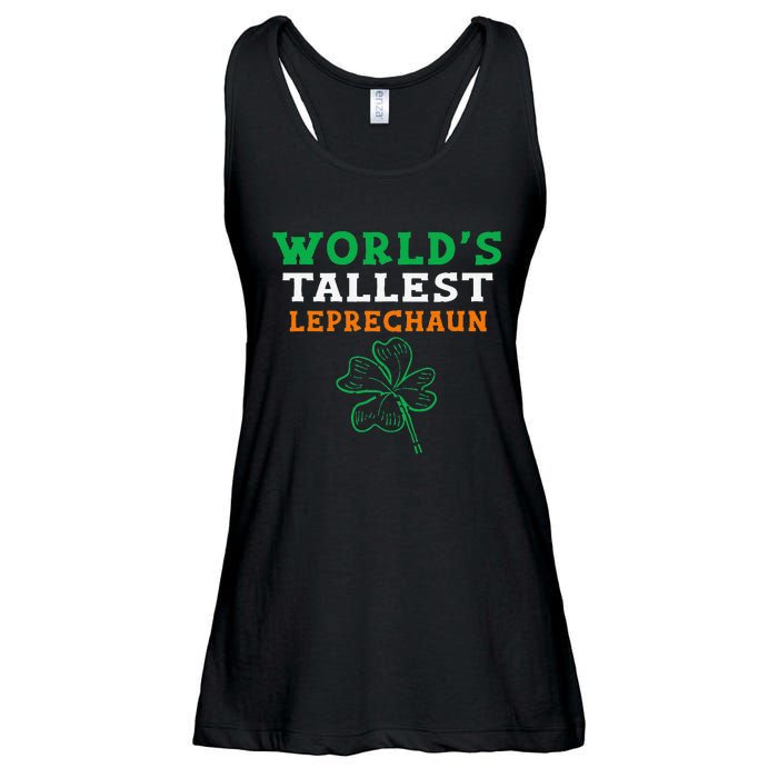 Funny Saint Patrick's Day Worlds Tallest Leprechaun Ladies Essential Flowy Tank