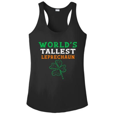 Funny Saint Patrick's Day Worlds Tallest Leprechaun Ladies PosiCharge Competitor Racerback Tank