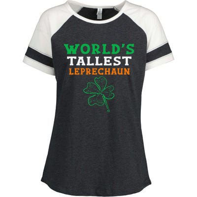 Funny Saint Patrick's Day Worlds Tallest Leprechaun Enza Ladies Jersey Colorblock Tee