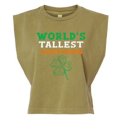 Funny Saint Patrick's Day Worlds Tallest Leprechaun Garment-Dyed Women's Muscle Tee