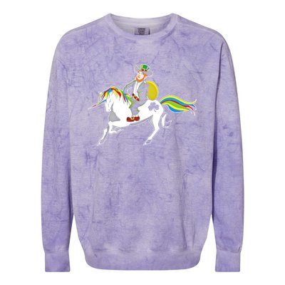 Funny St Patricks Day Leprechaun Unicorn St Paddys Gift Cool Gift Colorblast Crewneck Sweatshirt