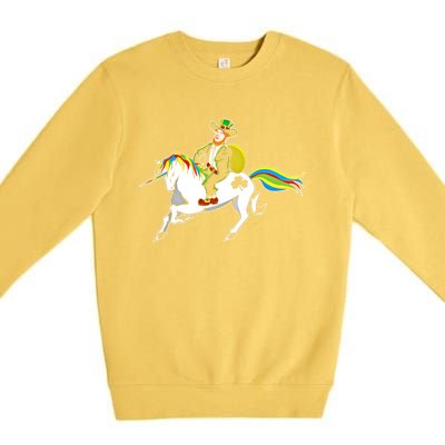 Funny St Patricks Day Leprechaun Unicorn St Paddys Gift Cool Gift Premium Crewneck Sweatshirt