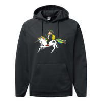 Funny St Patricks Day Leprechaun Unicorn St Paddys Gift Cool Gift Performance Fleece Hoodie