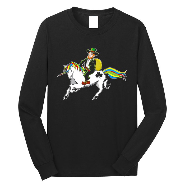 Funny St Patricks Day Leprechaun Unicorn St Paddys Gift Cool Gift Long Sleeve Shirt