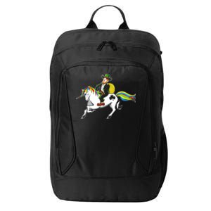 Funny St Patricks Day Leprechaun Unicorn St Paddys Gift Cool Gift City Backpack