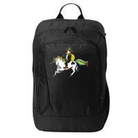 Funny St Patricks Day Leprechaun Unicorn St Paddys Gift Cool Gift City Backpack