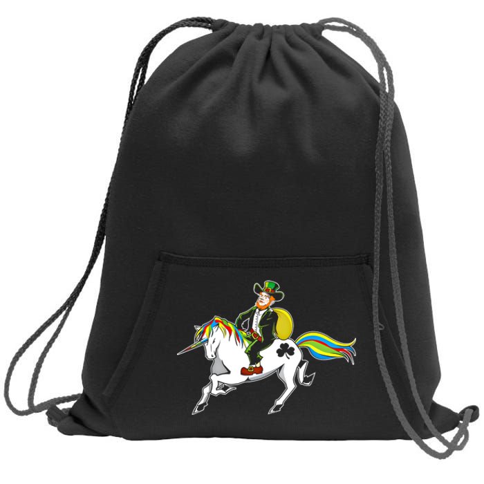 Funny St Patricks Day Leprechaun Unicorn St Paddys Gift Cool Gift Sweatshirt Cinch Pack Bag