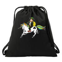 Funny St Patricks Day Leprechaun Unicorn St Paddys Gift Cool Gift Drawstring Bag