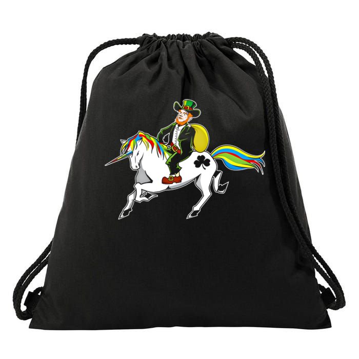 Funny St Patricks Day Leprechaun Unicorn St Paddys Gift Cool Gift Drawstring Bag