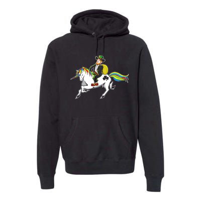 Funny St Patricks Day Leprechaun Unicorn St Paddys Gift Cool Gift Premium Hoodie